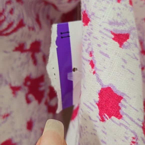 Open Edit Puff Sleeve Square Neck Floral Print Crop Top Linen blend - Picture 8 of 8